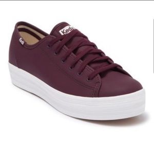 Keds Women's Triple Kick Burgundy Leather Sneaker